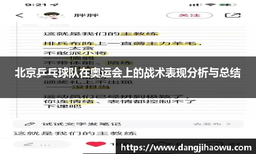 北京乒乓球队在奥运会上的战术表现分析与总结