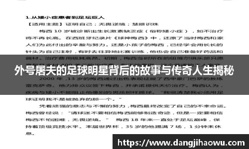 外号屠夫的足球明星背后的故事与传奇人生揭秘